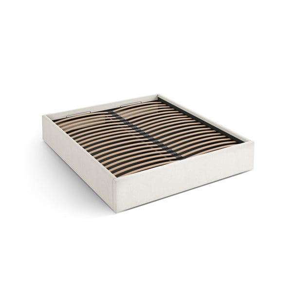 Letto matrimoniale imbottito color crema con contenitore/senza testiera con rete inclusa 140x200 cm Susan – Micadoni 