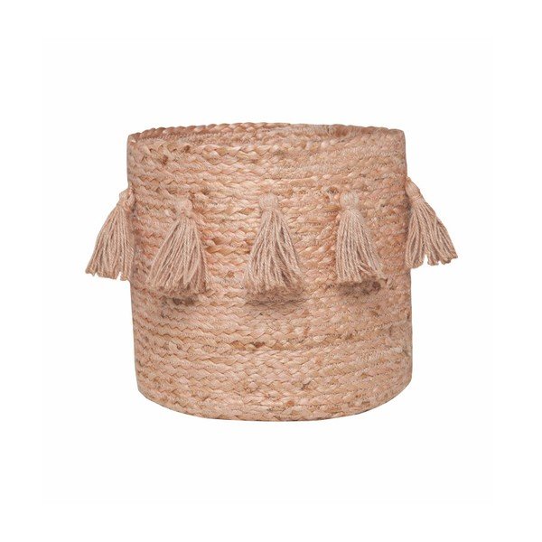 Růžový ručně tkaný box z konopného vlákna Nattiot, ∅ 30 cm