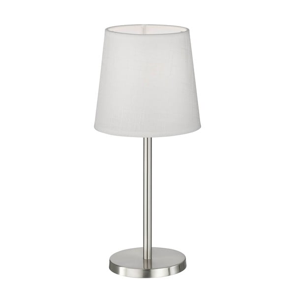 Lampada da tavolo in bianco e argento con paralume in tessuto (altezza 30 cm) Eve - Fischer & Honsel