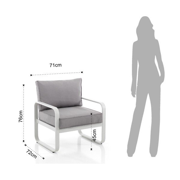 Sedia da giardino in metallo grigio chiaro Ischia - Tomasucci-image-4