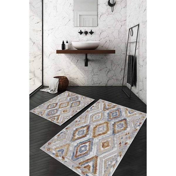 Tappetini da bagno grigi in set da 2 100x60 cm - Minimalist Home World-image-1