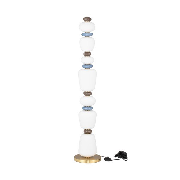 Lampada da terra LED bianca/dorata in metallo con paralume in porcellana/con paralume in vetro con intensità regolabile (altezza totale 130,5 cm) Palo – Nova Luce