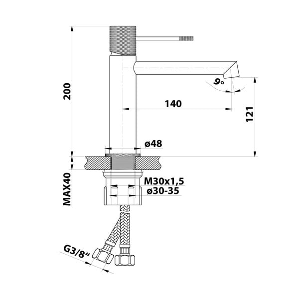 Rubinetto per lavandino in nero opaco verticale Solaris – Sapho-image-3