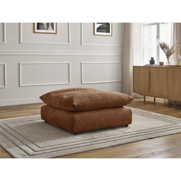 Poggiapiedi arancione con rivestimento in ciniglia Neil – Bobochic Paris-image-1