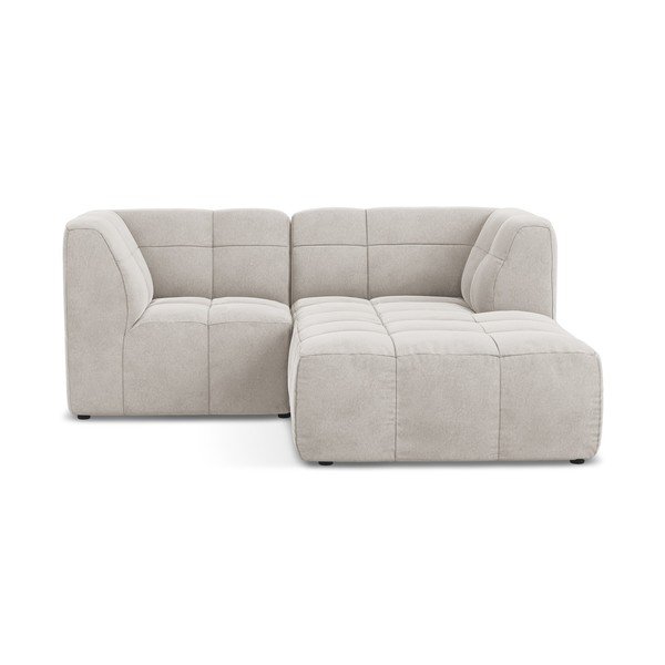 Divano angolare beige (con penisola a destra/con chaise lounge) con rivestimento in velluto Aloha – Makamii