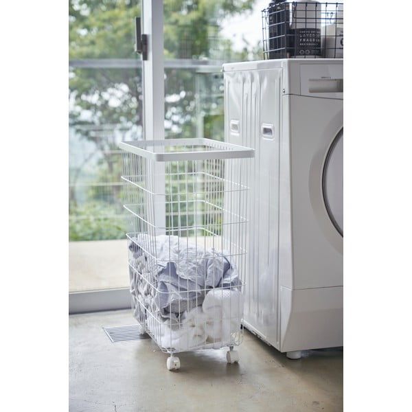 Cesto portabiancheria in metallo bianco 55 l Tower - YAMAZAKI-image-1