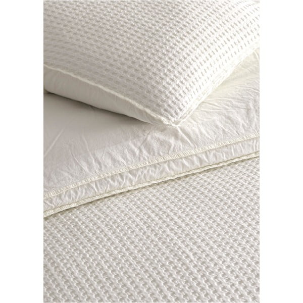 Set copripiumino e federa bianco in cotone renforcé per letto singolo 140x200 cm Waffle Striped – Mila Home Luxury-image-2