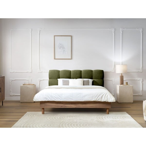 Letto matrimoniale imbottito verde rete inclusa 160x200 cm Kumo - Bobochic Paris-image-2