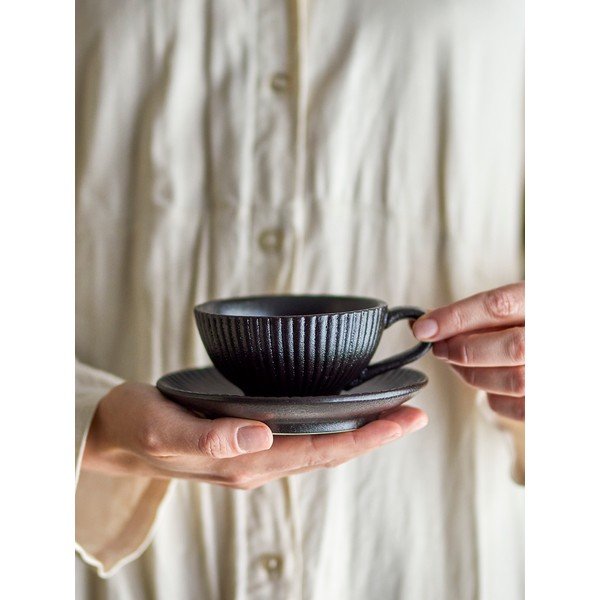 Tazzina per cappuccino nera in ceramica 200 ml Neri – Bloomingville-image-3