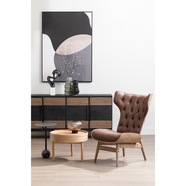 Tavolino rotondo con effetto pino ø 60 cm Viborg – Premier Housewares-image-3