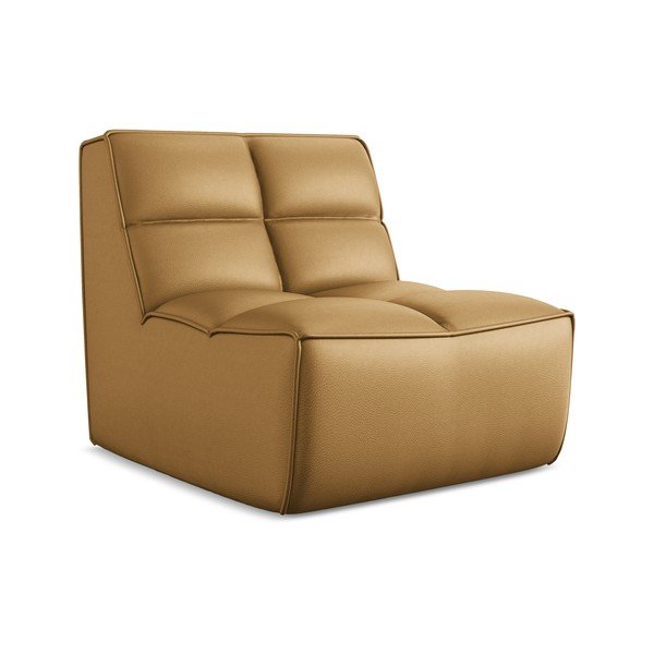 Parte divano componibile marrone cognac con rivestimento in finta pelle Kalai – Makamii-image-3