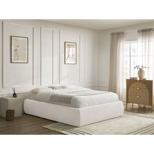 Letto matrimoniale imbottito bianco con contenitore/senza testiera con rete inclusa 160x200 cm Inera – Bobochic Paris-image-1