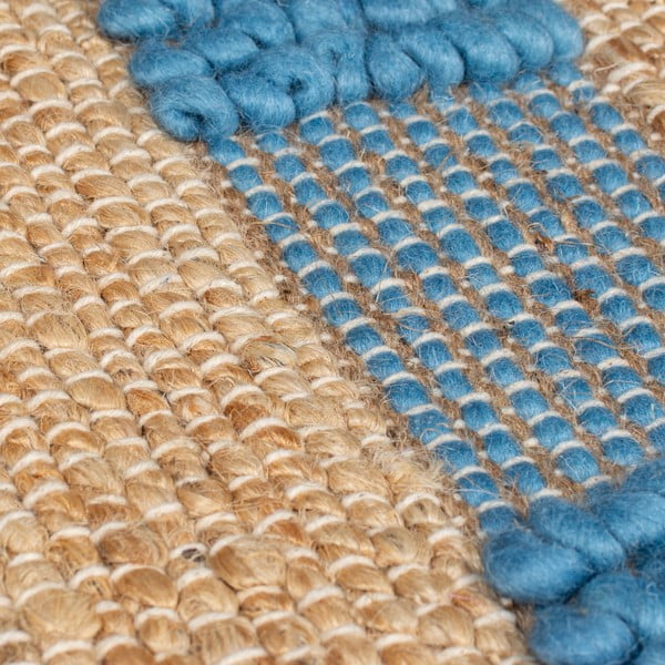 Tappeto blu/di colore naturale in misto iuta tessuto a mano 120x170 cm Medina Jute – Flair Rugs-image-4