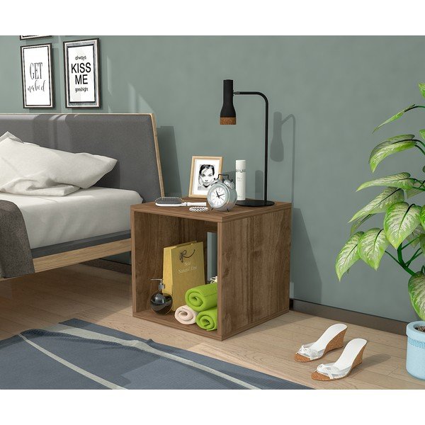 Comodino marrone in pino decorato Biga - Gauge Concept-image-1