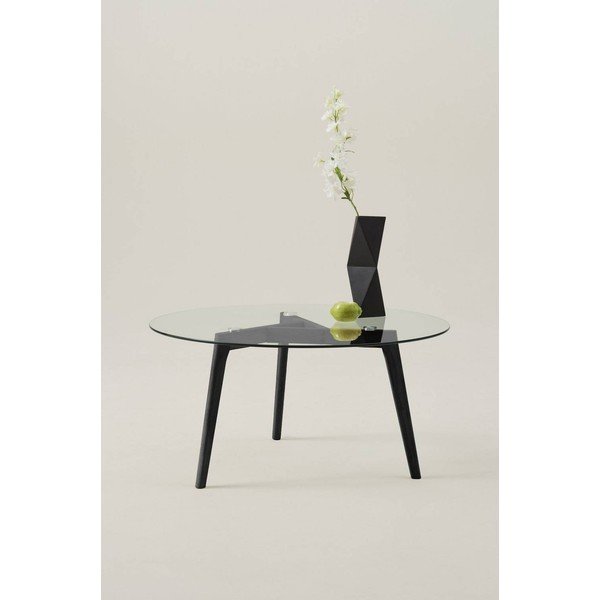Tavolino da salotto rotondo nero in rovere massiccio ø 90 cm Malevik – Jotex-image-1