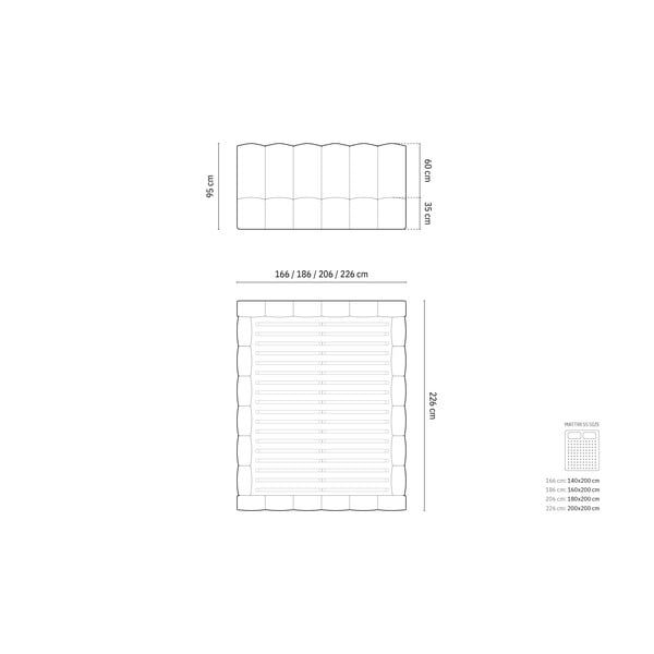Letto matrimoniale imbottito in grigio chiaro con contenitore con rete inclusa 160x200 cm Lupine – Micadoni -image-4