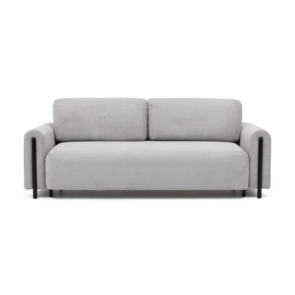 Divano grigio chiaro allungabile/con contenitore e rivestimento in velluto a coste 244 cm Arcadova – ELTAP