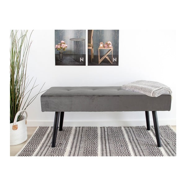 Panchina in velluto grigio Skiby - Bonami Essentials-image-1