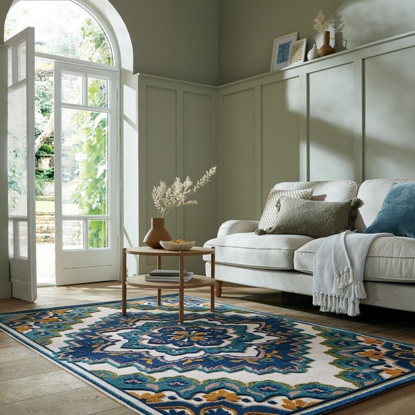 Tappeto blu per esterni 160x230 cm Beach Floral - Flair Rugs-image-1