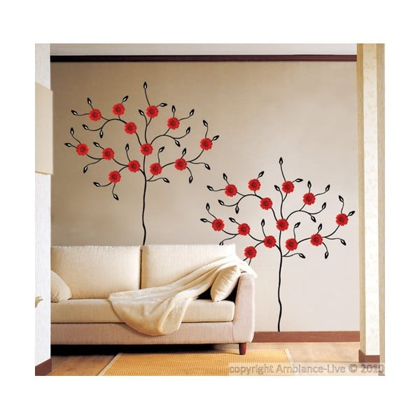 Adesivo Albero di gerbera rossa - Ambiance-image-1