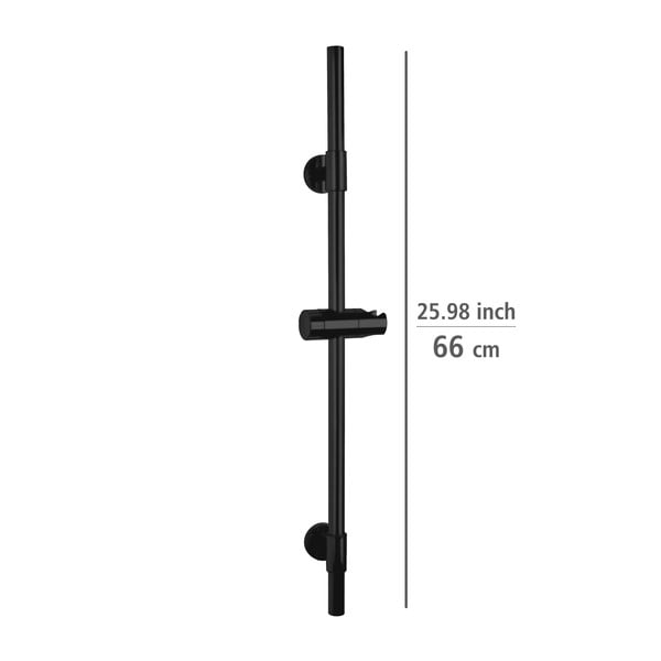 Asta doccia a parete in acciaio inox nero 66 cm Basic - Wenko-image-1