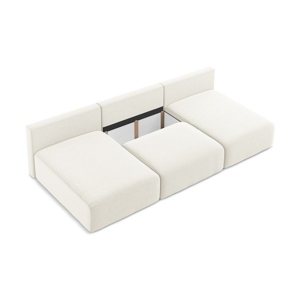 Divano angolare color crema allungabile/con contenitore (a U) con rivestimento in velluto Kalena – Makamii-image-4