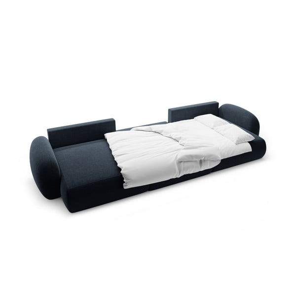 Divano angolare blu scuro allungabile/con contenitore (a U) con rivestimento in ciniglia Tonale – Cosmopolitan Design-image-3