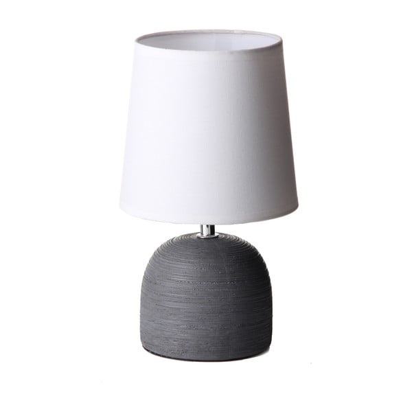 Lampada da tavolo in ceramica grigia con paralume in tessuto (altezza 27,5 cm) - Casa Selección