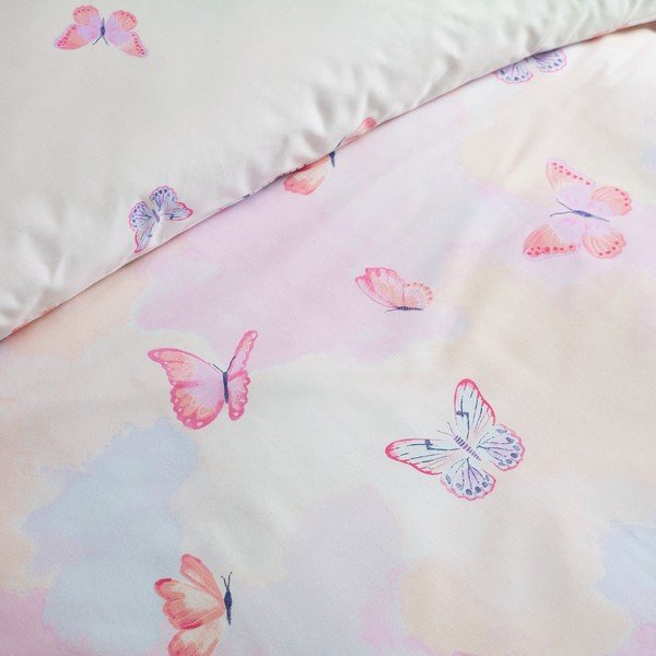 Set copripiumino e federa da bambini rosa per letto singolo 135x200 cm Ombre Butterflies – Catherine Lansfield-image-4