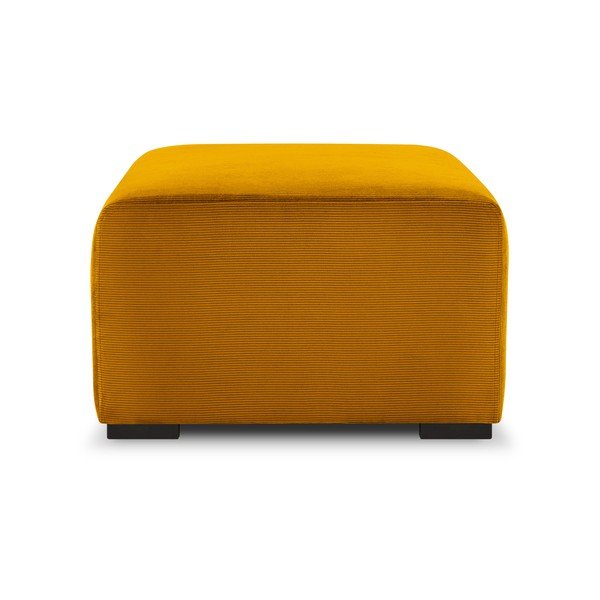 Pouf in velluto a coste giallo Hobart - Cosmopolitan Design-image-4
