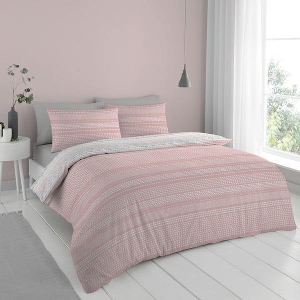 Biancheria da letto rosa-grigio 200x135 cm Banded Spots - Cloudsoft-image-1