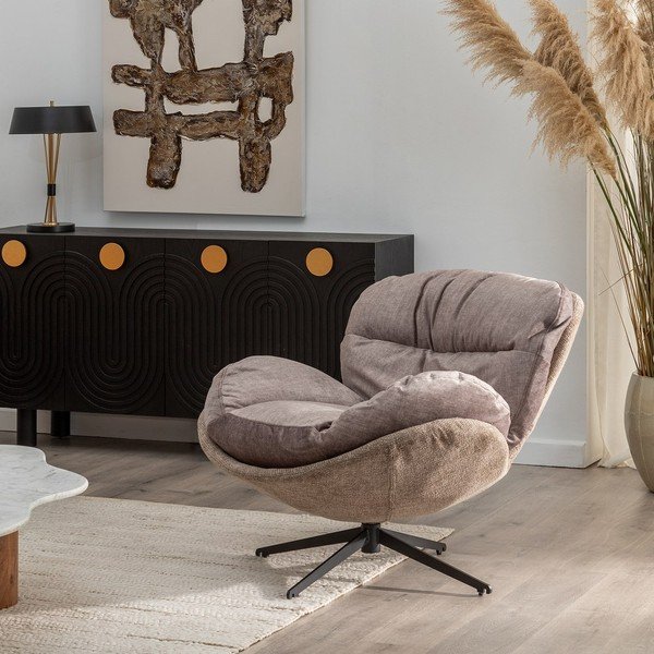 Poltrona in velluto beige Comfo - Ixia-image-4