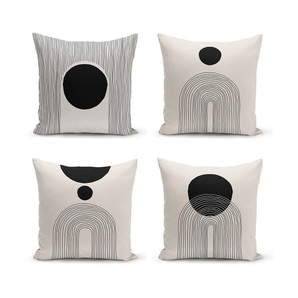 Federe nere e beige in set da 4 43x43 cm - Minimalist Cushion Covers
