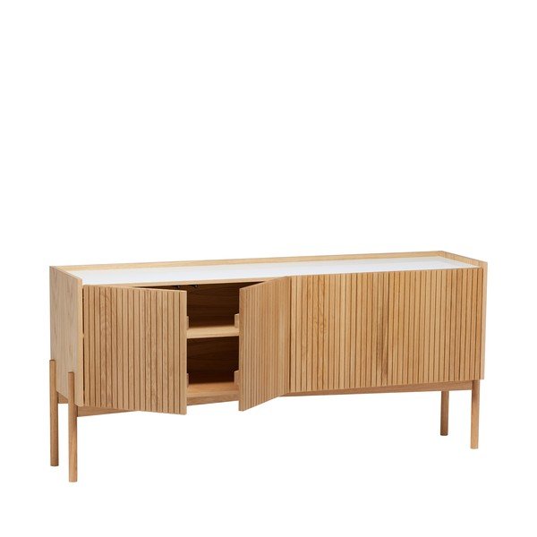 Cassettiera bassa colore naturale con effetto rovere 177x42 cm Bottrup – Woodman-image-2