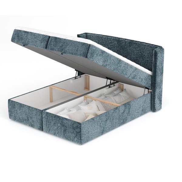 Letto boxspring blu con spazio contenitivo 180x200 cm Passion - Maison de Rêve-image-3