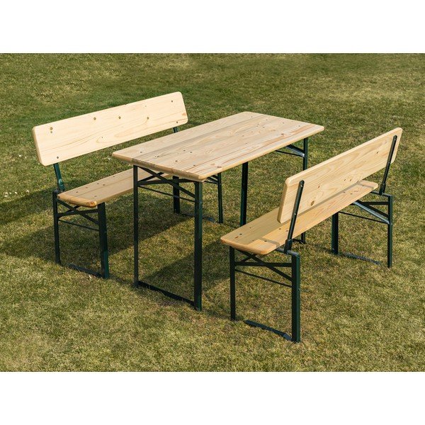 Set da pranzo da giardino in legno massiccio in colore naturale per 4 persone - Happy Green