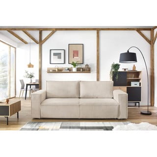 Divano letto in velluto a coste beige 245 cm Nihad - Bobochic Paris