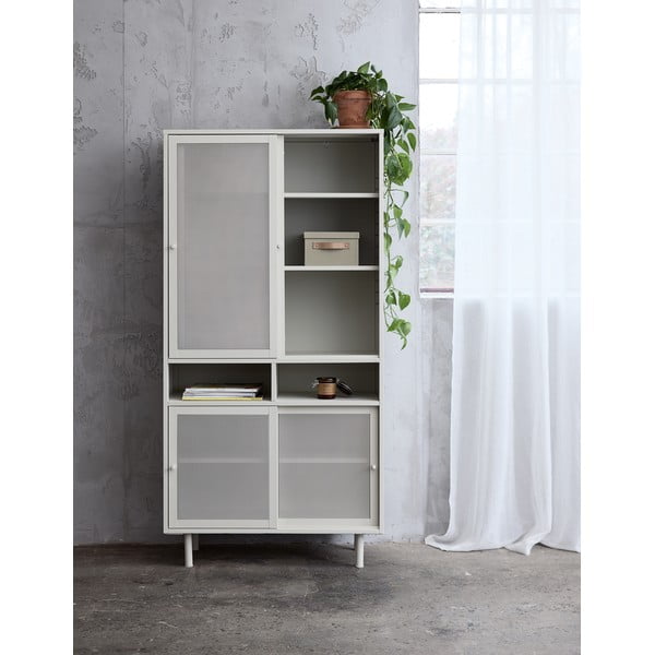 Armadietto grigio in metallo con porte scorrevoli 90x180x40 cm Veep – Unique Furniture-image-1