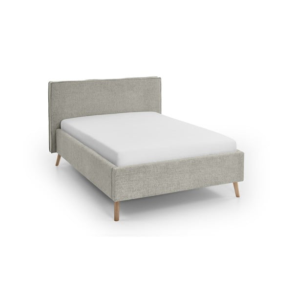 Letto matrimoniale imbottito crema con contenitore con griglia 140x200 cm Riva - Meise Möbel