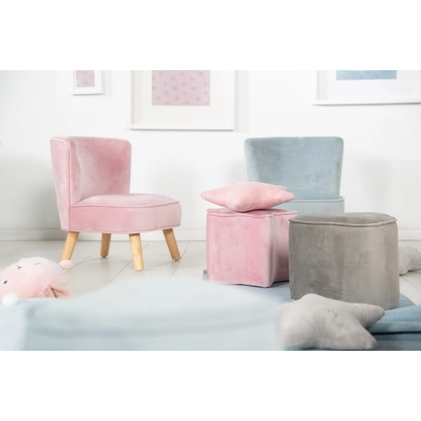Sedia per bambini in velluto rosa chiaro Lil Sofa - Roba-image-2