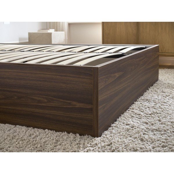 Letto matrimoniale marrone scuro con effetto betulla in truciolato con contenitore/senza testiera con rete inclusa 140x190 cm Mara – Bobochic Paris-image-4