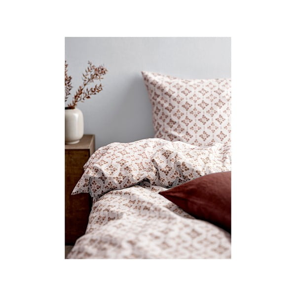 Biancheria in cotone bianco-marrone per letto singolo 140x200 cm Heirloom - Södahl-image-1