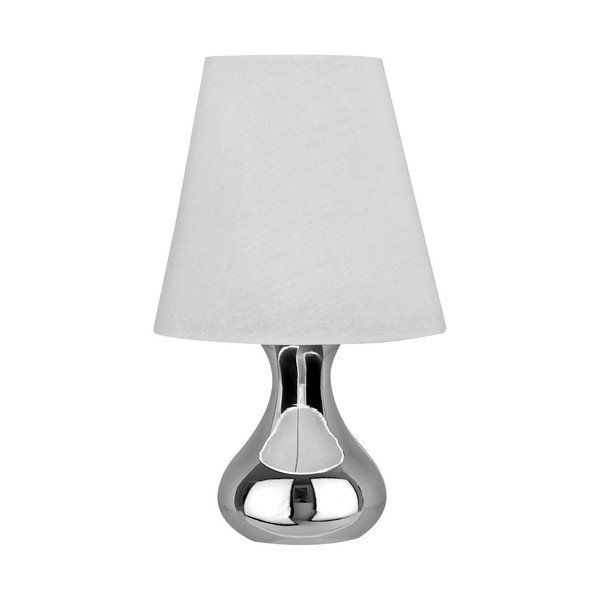 Lampada da tavolo color crema/argentata in metallo con paralume in tessuto (altezza totale 36 cm) Nell – Premier Housewares-image-2