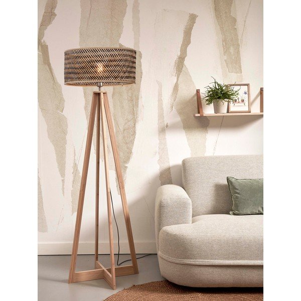 Lampada da terra con paralume in bambù di colore nero e naturale (altezza 145 cm) Java - Good&Mojo-image-3