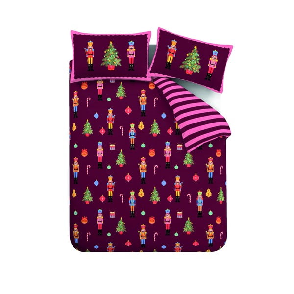 Set copripiumino e federa rosa e viola per letto singolo 135x200 cm Nutcracker Stripe – Catherine Lansfield