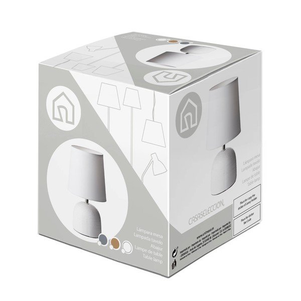 Lampada da tavolo in ceramica grigia con paralume in tessuto (altezza 27,5 cm) - Casa Selección-image-3