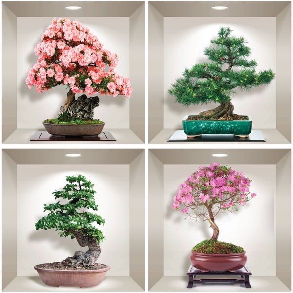 Set di 4 adesivi murali 3D Bonsai delle stagioni - Ambiance-image-1