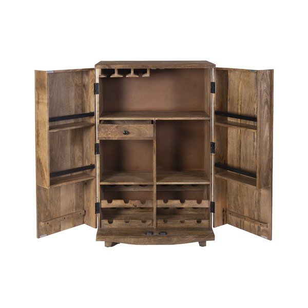 Cantinetta di colore naturale in mango massiccio numero di bottiglie 12, 74x122x46 cm Bombay – Interia Home & Living-image-3