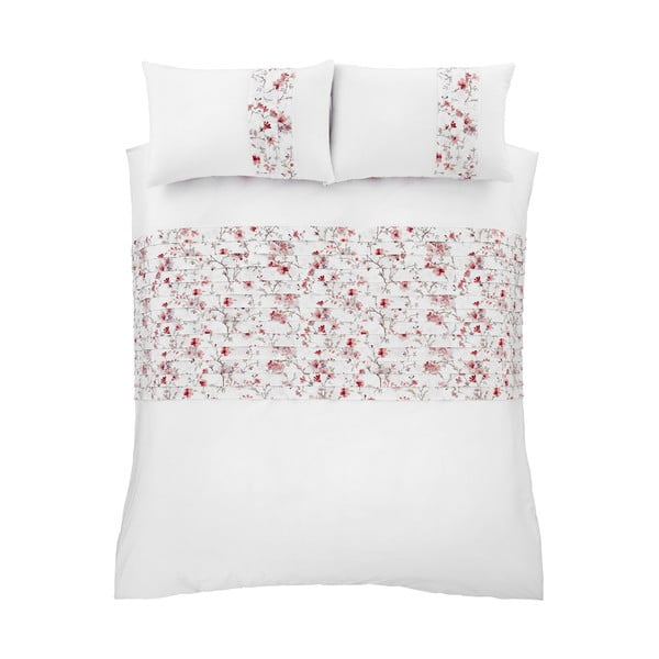 Biancheria da letto bianca e rossa , 135 x 200 cm Jasmine Floral - Catherine Lansfield