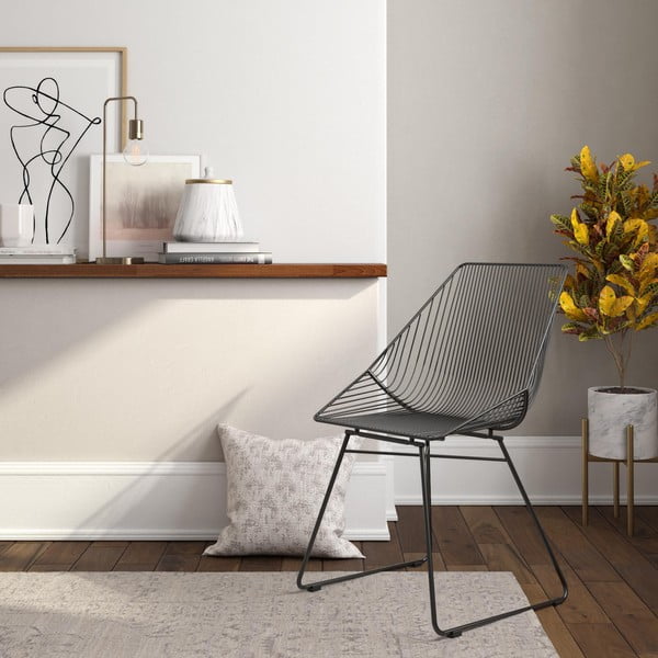 Sedia in metallo nero Ellis - CosmoLiving by Cosmopolitan-image-1